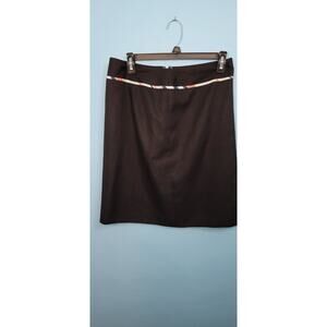 Loft Black Striped Trim Front Pleat A-line Skirt Sz 6